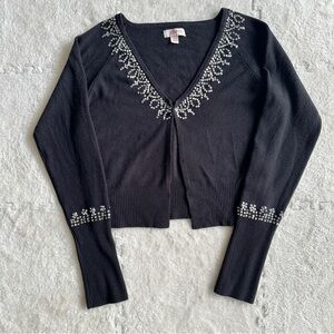 Vintage Candies black sequin embellished y2k cardigan, size large
